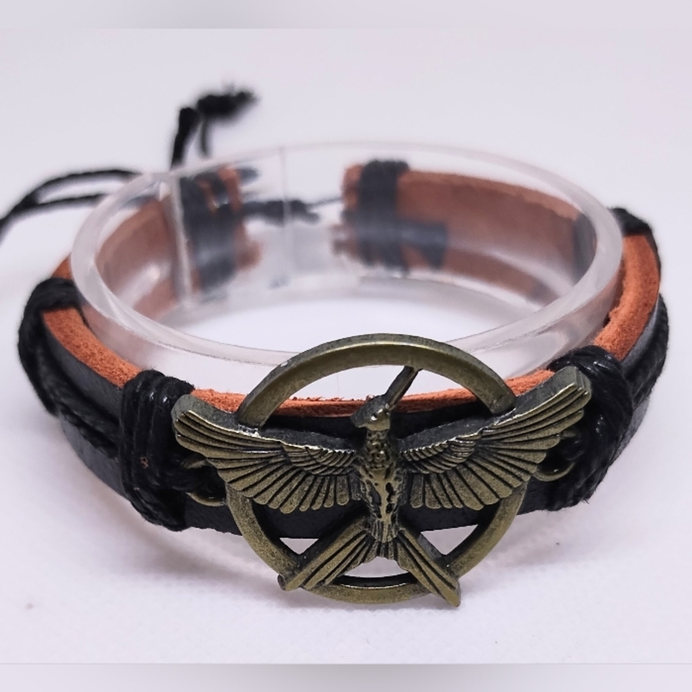 Men's Bracelet Leather Brass Eagle NEW f57